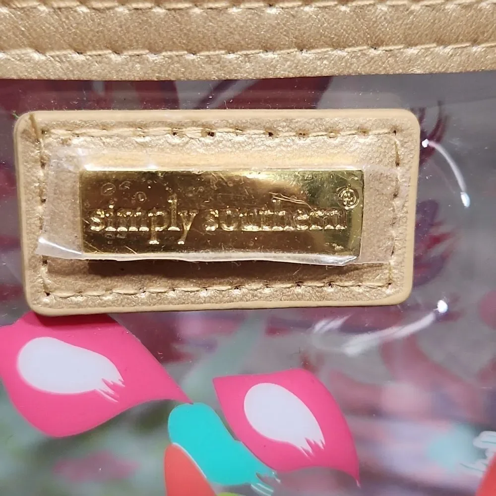NWOT Simply Southern Clear Floral Travel Clutch Makeup Bag
